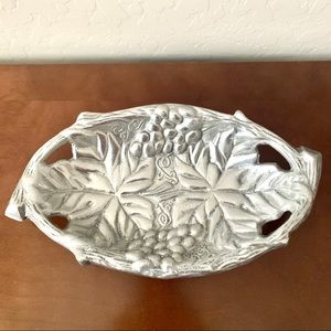 Grape Leaf Silver Oval Aluminum Serving  Dish Platter